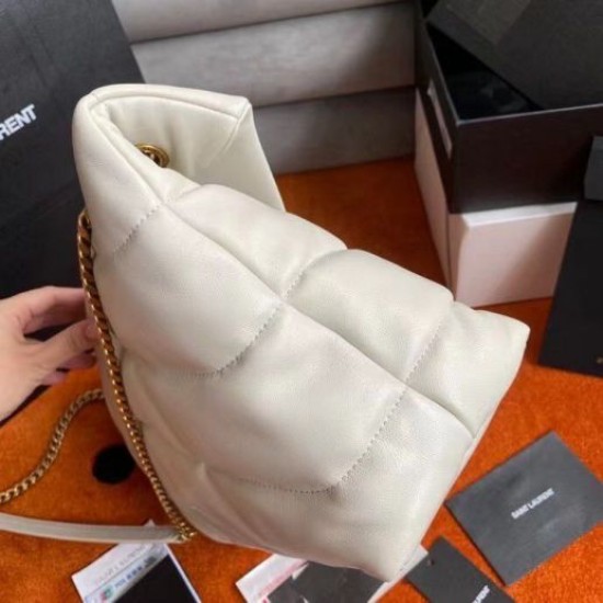 Replica Saint Laurent Loulou Puffer Medium Bag In Ivory Lambskin Replica Saint Laurent Loulou Puffer Medium Bag In Ivory Lambskin