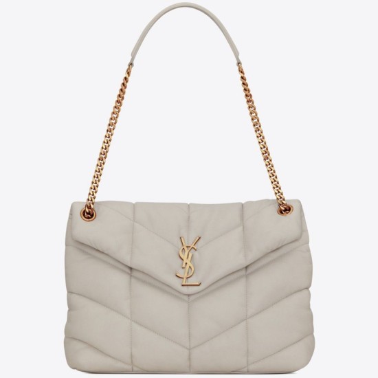 Replica Saint Laurent Loulou Puffer Medium Bag In Ivory Lambskin Replica Saint Laurent Loulou Puffer Medium Bag In Ivory Lambskin