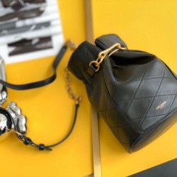 Fake Saint Laurent Le Maillon Hook Bucket Bag In Black Lambskin Replica