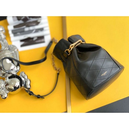 Fake Saint Laurent Le Maillon Hook Bucket Bag In Black Lambskin Replica Fake Saint Laurent Le Maillon Hook Bucket Bag In Black Lambskin Replica