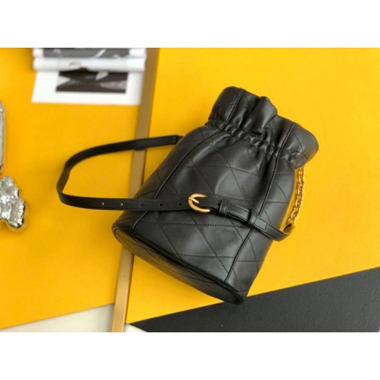 Fake Saint Laurent Le Maillon Hook Bucket Bag In Black Lambskin Replica Fake Saint Laurent Le Maillon Hook Bucket Bag In Black Lambskin Replica