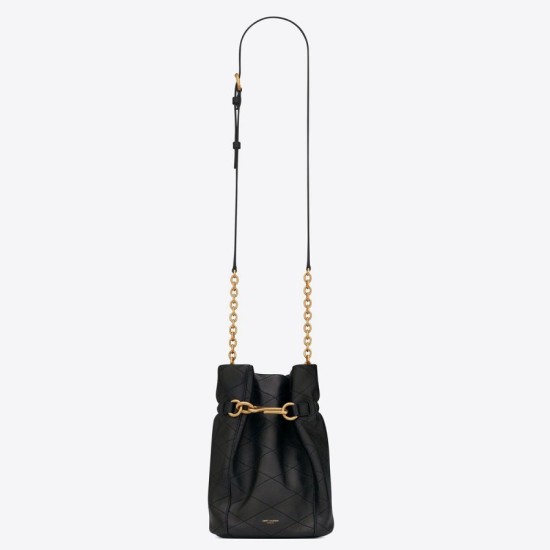 Fake Saint Laurent Le Maillon Hook Bucket Bag In Black Lambskin Replica Fake Saint Laurent Le Maillon Hook Bucket Bag In Black Lambskin Replica