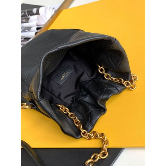 Fake Saint Laurent Le Maillon Hook Bucket Bag In Black Lambskin Replica Fake Saint Laurent Le Maillon Hook Bucket Bag In Black Lambskin Replica