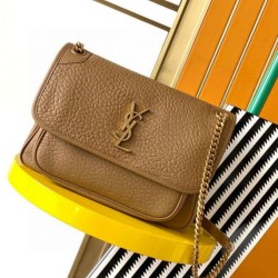 Replica Saint Laurent Niki Medium Chain Bag in Dark Cork Grained Lambskin