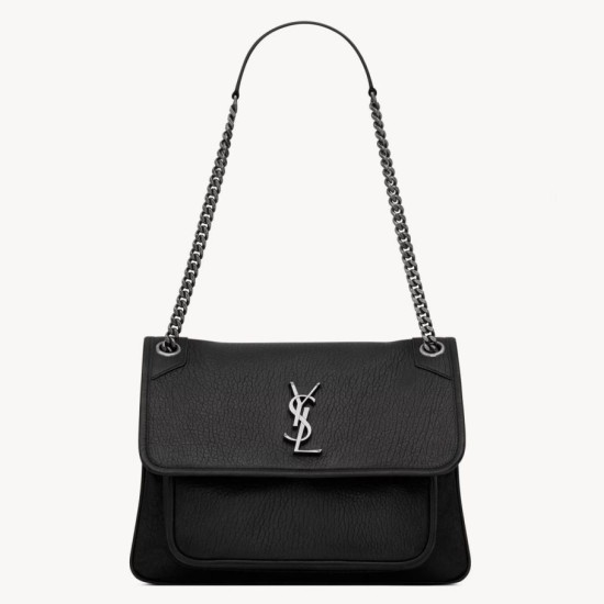 Replica Saint Laurent Niki Medium Chain Bag in Black Grained Lambskin Replica Saint Laurent Niki Medium Chain Bag in Black Grained Lambskin
