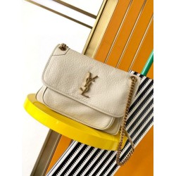 Fake Saint Laurent Niki Medium Chain Bag in White Grained Lambskin Replica Fake Saint Laurent Niki Medium Chain Bag in White Grained Lambskin Replica