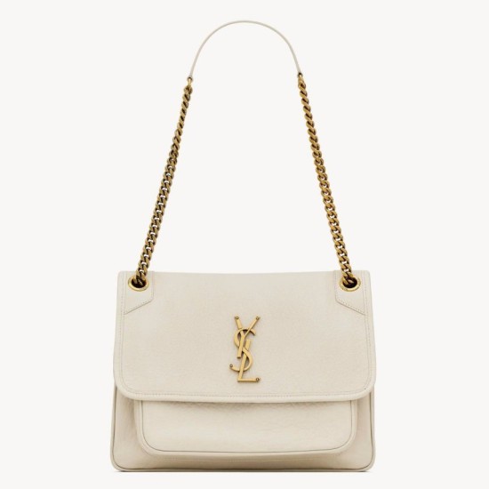 Fake Saint Laurent Niki Medium Chain Bag in White Grained Lambskin Replica Fake Saint Laurent Niki Medium Chain Bag in White Grained Lambskin Replica