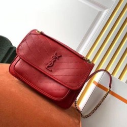 Fake Saint Laurent Niki Medium Bag In Red Lambskin Replica