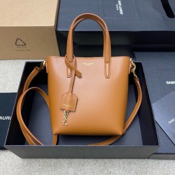 Replica Saint Laurent Mini Toy Shopping Bag in Brown Calfskin