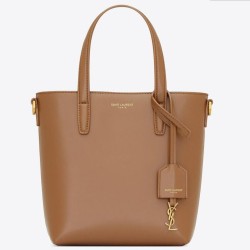 Replica Saint Laurent Mini Toy Shopping Bag in Brown Calfskin