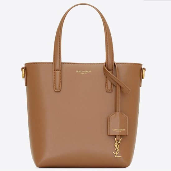 Fake Saint Laurent Mini Toy Shopping Bag in Brown Calfskin Replica Replica Saint Laurent Mini Toy Shopping Bag in Brown Calfskin