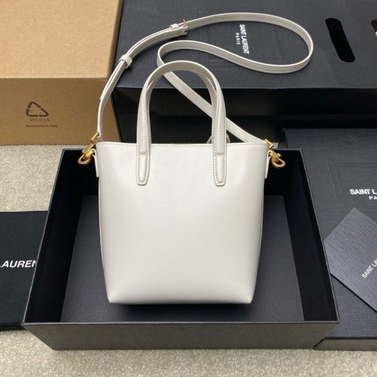Replica Saint Laurent Mini Toy Shopping Bag in White Calfskin Fake Saint Laurent Mini Toy Shopping Bag in White Calfskin Replica