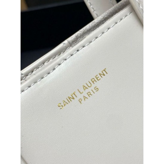 Replica Saint Laurent Mini Toy Shopping Bag in White Calfskin Fake Saint Laurent Mini Toy Shopping Bag in White Calfskin Replica