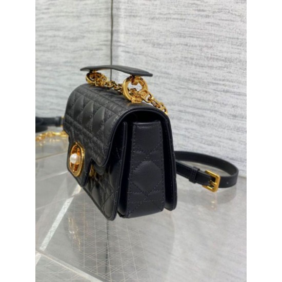 Replica Dior Mini Jolie Top Handle Bag Black Cannage Calfskin Fake Dior Mini Jolie Top Handle Bag Black Cannage Calfskin Replica