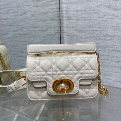 Replica Dior Mini Jolie Top Handle Bag White Cannage Calfskin