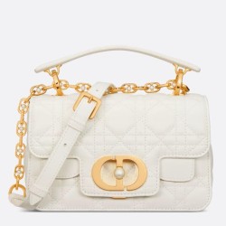 Replica Dior Mini Jolie Top Handle Bag White Cannage Calfskin