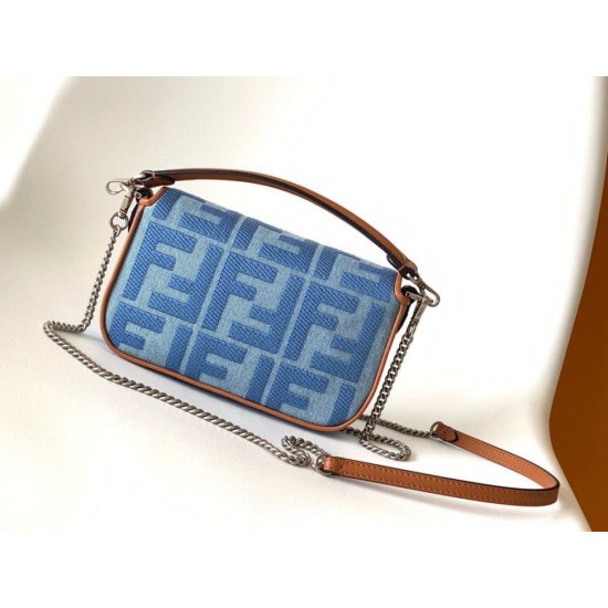 Replica Fendi Baguette Mini Bag Denim with FF Embroidery Replica Fendi Baguette Mini Bag Denim with FF Embroidery