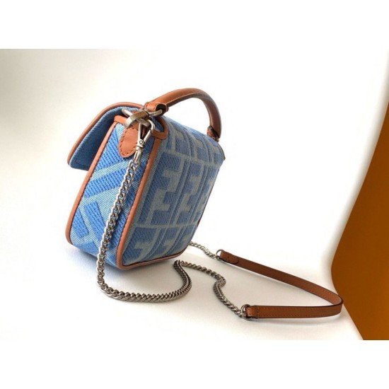 Replica Fendi Baguette Mini Bag Denim with FF Embroidery Replica Fendi Baguette Mini Bag Denim with FF Embroidery