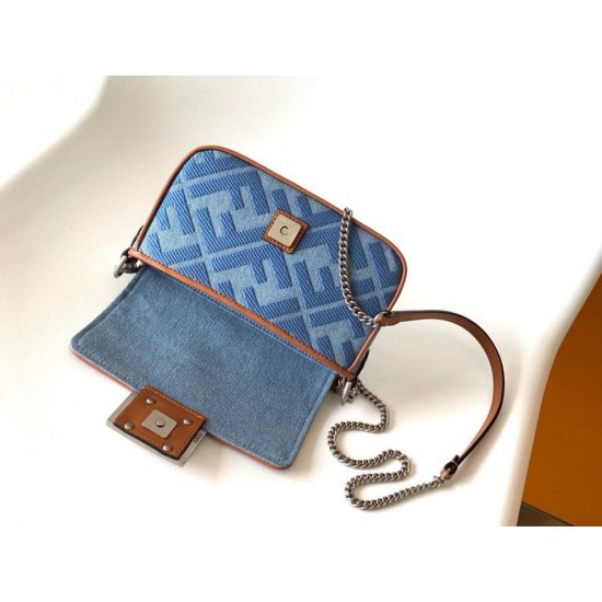 Replica Fendi Baguette Mini Bag Denim with FF Embroidery Replica Fendi Baguette Mini Bag Denim with FF Embroidery
