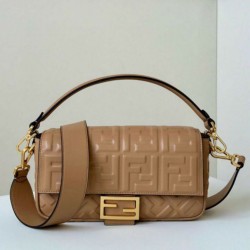 Fake Fendi Medium Baguette Bag Beige FF Nappa Replica