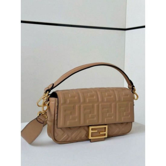 Fake Fendi Medium Baguette Bag Beige FF Nappa Replica Fake Fendi Medium Baguette Bag Beige FF Nappa Replica