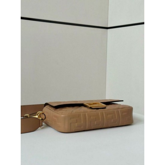 Fake Fendi Medium Baguette Bag Beige FF Nappa Replica Fake Fendi Medium Baguette Bag Beige FF Nappa Replica