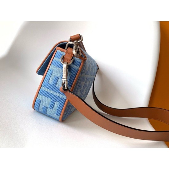 Replica Fendi Baguette Medium Bag Denim with FF Embroidery Replica Fendi Baguette Medium Bag Denim with FF Embroidery