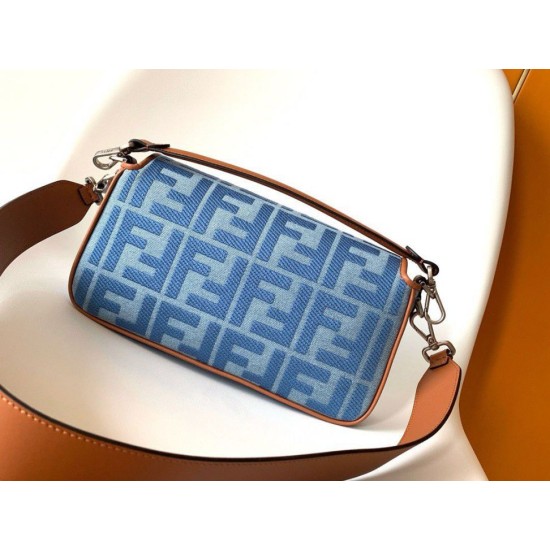 Replica Fendi Baguette Medium Bag Denim with FF Embroidery Replica Fendi Baguette Medium Bag Denim with FF Embroidery