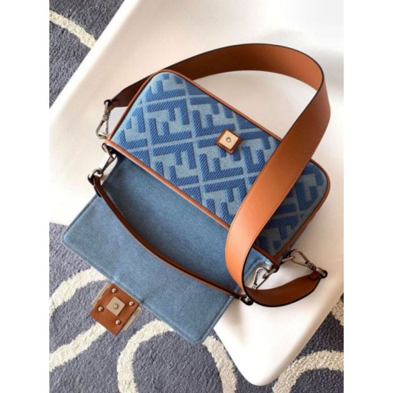 Replica Fendi Baguette Medium Bag Denim with FF Embroidery Replica Fendi Baguette Medium Bag Denim with FF Embroidery