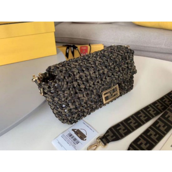 Fake Fendi Baguette Medium Bag Woven Strips Replica Fake Fendi Baguette Medium Bag Woven Strips Replica