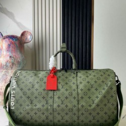 Fake Louis Vuitton Keepall Bandouliere 55 Bag Green Monogram Canvas M23963 Replica