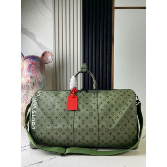 Fake Louis Vuitton Keepall Bandouliere 55 Bag Green Monogram Canvas M23963 Replica Fake Louis Vuitton Keepall Bandouliere 55 Bag Green Monogram Canvas M23963 Replica