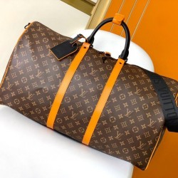 Fake Louis Vuitton Keepall Bandouliere 55 Bag Monogram Macassar Canvas M46702 Replica