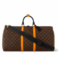 Fake Louis Vuitton Keepall Bandouliere 55 Bag Monogram Macassar Canvas M46702 Replica