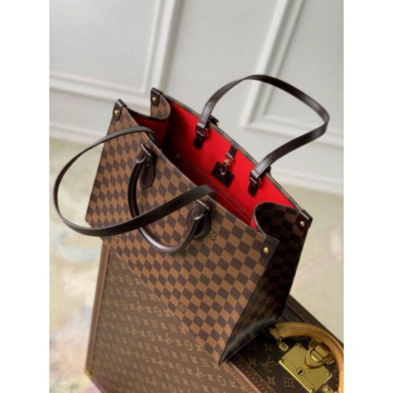 Fake Louis Vuitton OnTheGo MM Bag Damier Ebene Canvas N00065 Replica Replica Louis Vuitton OnTheGo MM Bag Damier Ebene Canvas N00065