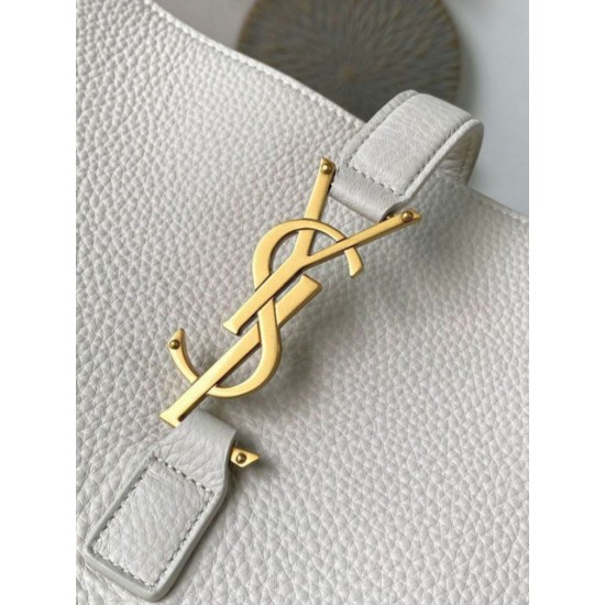 Replica Saint Laurent LE 5 A 7 Bea Tote Bag White Grained Replica Saint Laurent LE 5 A 7 Bea Tote Bag White Grained