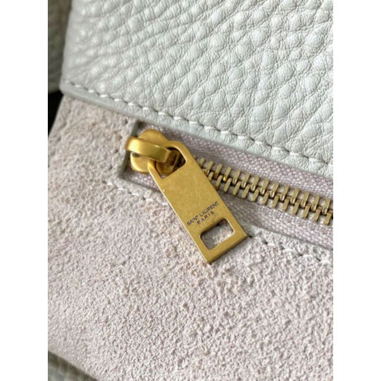 Replica Saint Laurent LE 5 A 7 Bea Tote Bag White Grained Replica Saint Laurent LE 5 A 7 Bea Tote Bag White Grained