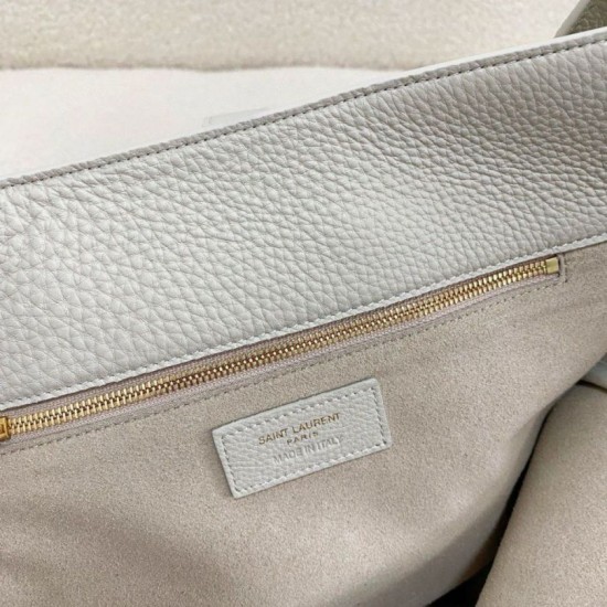 Replica Saint Laurent LE 5 A 7 Bea Tote Bag White Grained Replica Saint Laurent LE 5 A 7 Bea Tote Bag White Grained