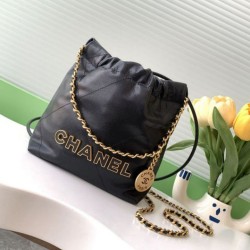 Replica Chanel 22 Mini Handbag shiny calfskin AS3980 Black