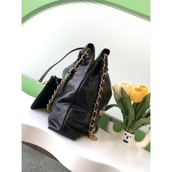 Replica Chanel 22 Large Handbag shiny calfskin AS3260 Black