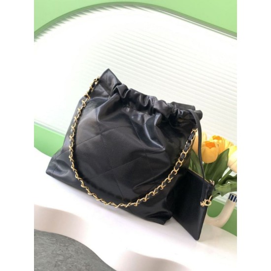 Replica Chanel 22 Large Handbag shiny calfskin AS3260 Black