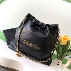 Replica Chanel 22 Large Handbag shiny calfskin AS3260 Black