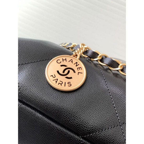 Replica Chanel 22 Large Handbag shiny calfskin AS3260 Black