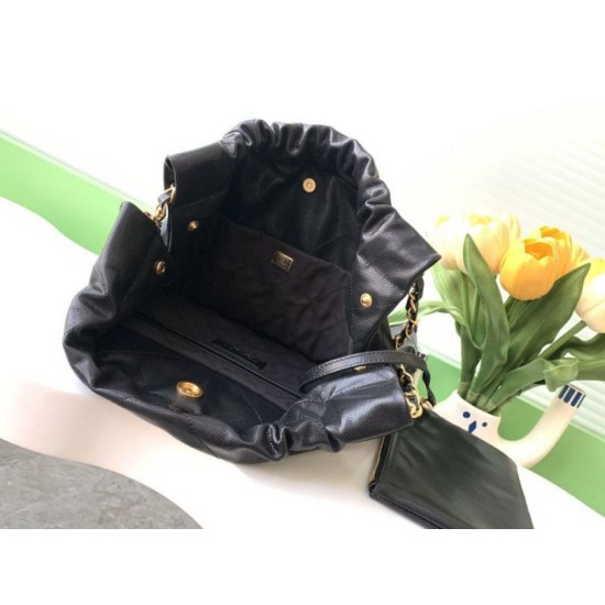Replica Chanel 22 Large Handbag shiny calfskin AS3260 Black