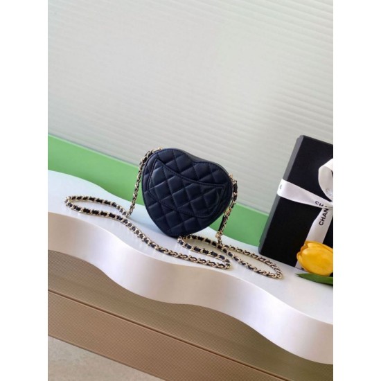 Replica Chanel Heart-Shaped Chain Handbag AP2784 Black