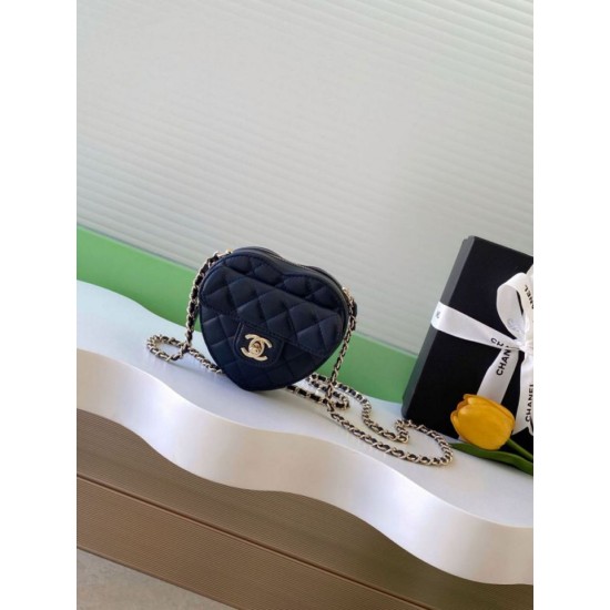Replica Chanel Heart-Shaped Chain Handbag AP2784 Black