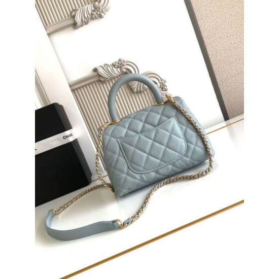 Replica Chanel Flap Bag With Top Handle AS2215 Light Blue