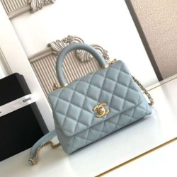 Replica Chanel Flap Bag With Top Handle AS2215 Light Blue