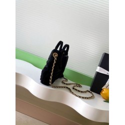 Replica Chanel Mini Bow Bag Velvet-Effect Nylon AS5849 Black