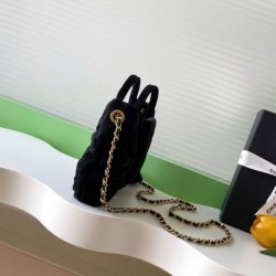 Replica Chanel Mini Bow Bag Velvet-Effect Nylon AS5849 Black